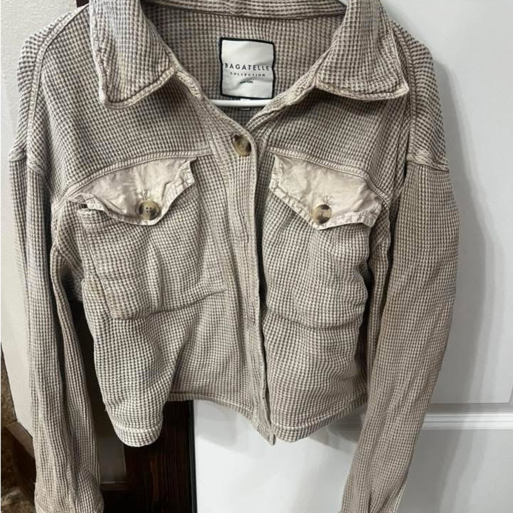 Women's Waffle Tan Button Up